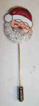 Vintage Glass Enameled Santa Claus Face Stick Pin Signed CENTENNIA 1979 - £10.24 GBP