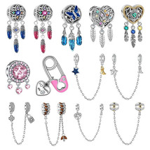 925 sterling silver Dream Catcher Safety Chain Fit Original charm beads jewelry - £10.42 GBP