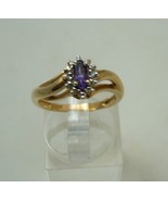 SALE Amethyst and Diamond Ring 10K yellow gold Size 6.75 - $3,647.46 MXN
