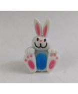 Vintage Plastic White Easter Bunny With Blue Belly 1.5&quot; Collectible Mini... - $6.77 CAD