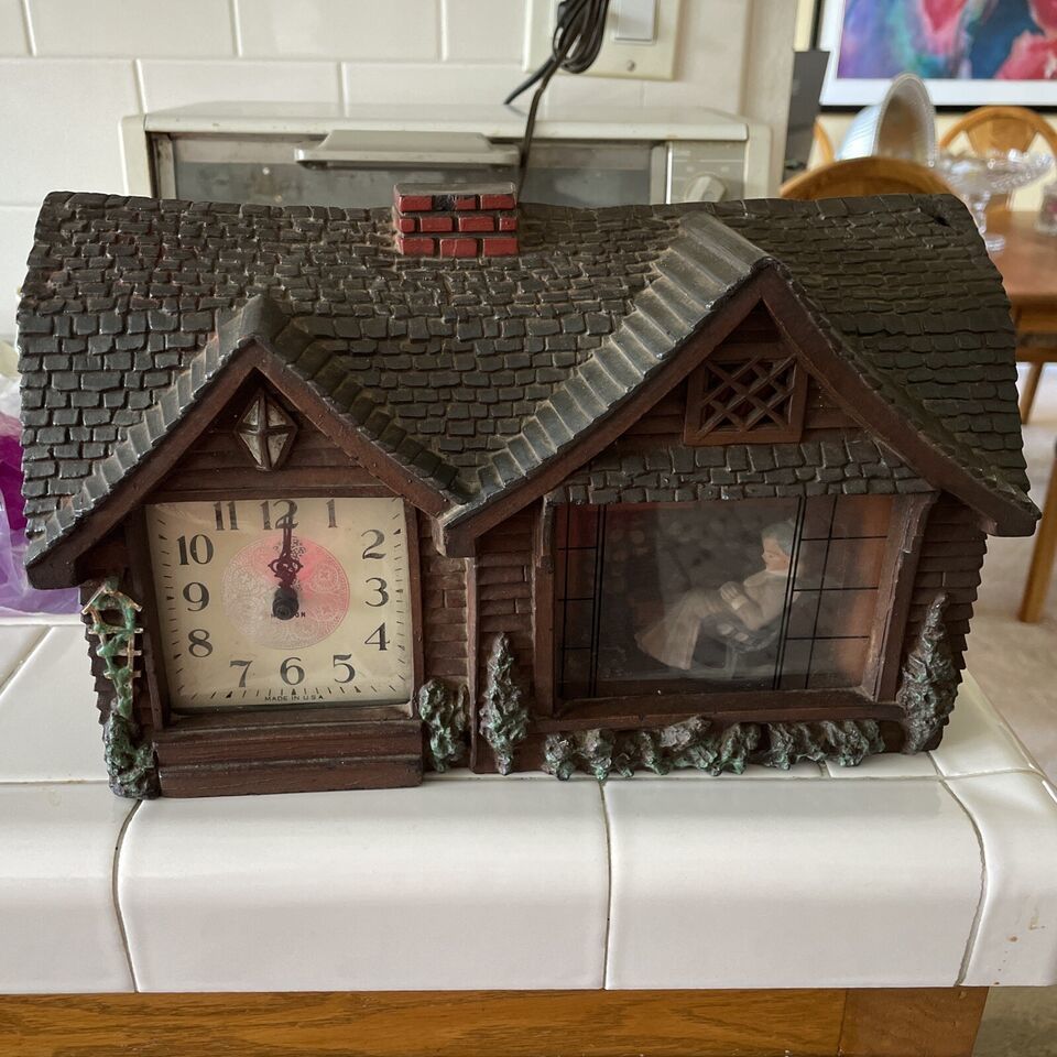 Primary image for Vintage Haddon Home Sweet Home Model #30 Mantel Shelf Clock Tested Works