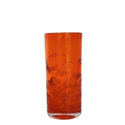Primary image for Vintage orange art glass round vase with abstract design