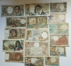 FRANCE HUGE LOT OF 20 BANKNOTES FRANCS ALL PRE EURO RARE COLLECTION SET2 - $214.65