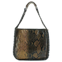 SR Squared by Sondra Roberts Python Snakeskin Chain Border Tote Women Br... - $29.67