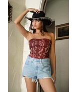 Vegan Leather Western Corset Top – Embroidered Cowgirl Lace-Up Crop Bustier - $912.60 MXN