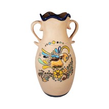 Tonala Bird Vase Pitcher Mexican Pottery Large 15&quot; Folk Art Vessel Double Handle - £84.99 GBP