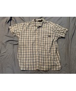 Dickies 2XL Short Sleeve Plaid Button Up Shirt Brown Tan Cotton Blend Wo... - $12.73