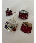 Stain Glass &amp; Beaded Xmas Lot of 4 Vintage Christmas Ornaments - £19.07 GBP