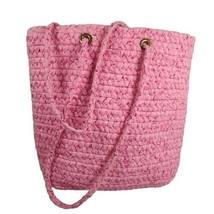 Woven Braided Cotton Purse Shoulderbag Pink Boho Tote Double Straps Sturdy - £15.46 GBP