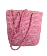 Woven Braided Cotton Purse Shoulderbag Pink Boho Tote Double Straps Sturdy - $19.57