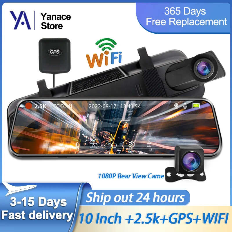 Yanace 2.5K Dvr mirror in the car Touch Screen Video Recorder Dashcam Rearview - £60.27 GBP+