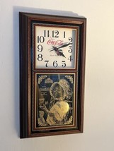 Coca Cola Pendulum Clock Battery Operated Vintage 1970s Advertising Wood Frame - £79.89 GBP