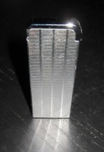 Vintage SILVER MATCH Art Deco Design Chrome Flint Gas Butane Lighter - $11.99