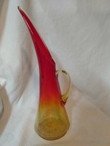 KANAWHA Vintage Crackle Amberina glass Vase/ Pitcher Mid Century Modern  - £29.82 GBP