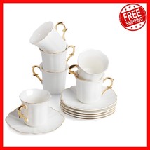 Glamorous Gold Trimmed Espresso Cups in Gift Box - Set of 6 for Celebrat... - $885.16 MXN