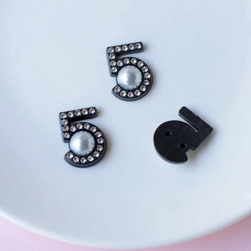 WFFNNKC 10Pcs Black Glitter Butterfly Flower Pearl Ornament DIY Garment -2 - €4,37 EUR
