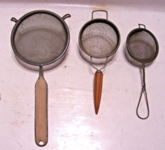 Set of (3) Vintage Strainers with Wood and Wire Handles - $19.77