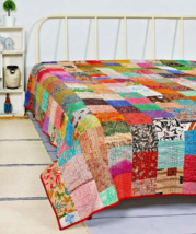 vintage kantha quilt queen Size Kantha Quilt-Bedding boho patchwork blanket gift - £44.57 GBP