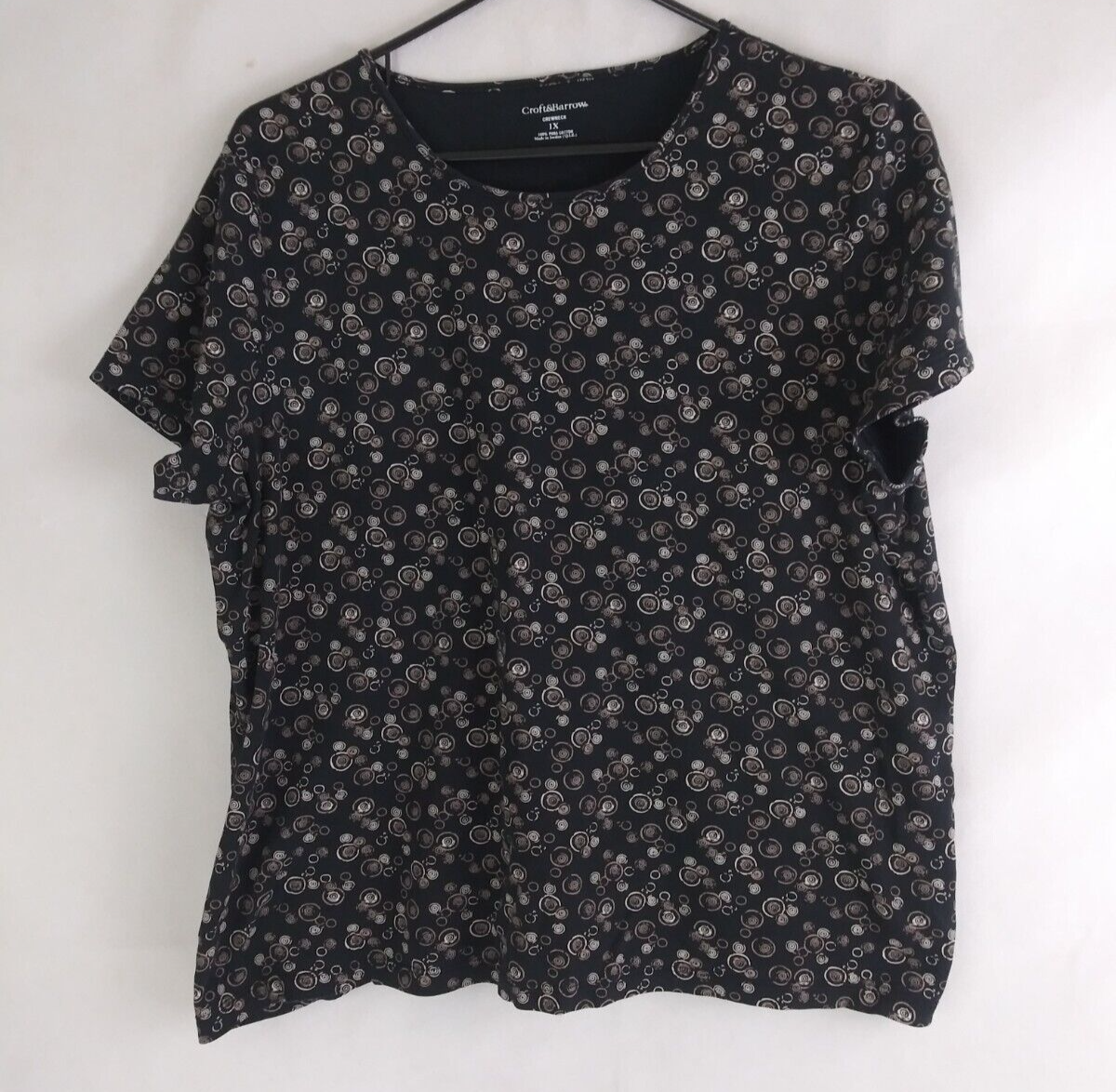 Croft &amp; Barrow Crewneck T-Shirt With Abstract Circles Design Plus Size 1X - $13.57