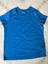 LANDS END Large 14-16 Women&#39;s Short Sleeve Scoop T Shirt Shaped Fit Turquoise - $23.15