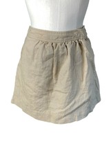 Old Navy Mini Skirt Wrap Womens 12 Linen Beige Tan Pockets Pleated Khaki... - $15.20