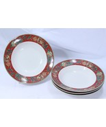 Gibson Boughs of Holly Rim Soup Bowls Christmas 8 7/8&quot;  Lot of 4  Xmas - $48.33 CAD