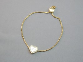 Gold Tone Michael Kors Jeweled Heart Slide Bracelet Adjustable - £23.83 GBP