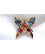 Vintage Juliana Prong Set Multi Color Rhinestones Butterfly Brooch Pin - £59.94 GBP