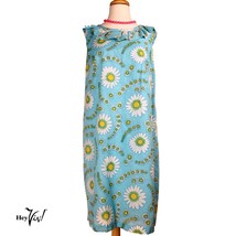 Vintage Sleeveless Daisy Print Dress w Ruffle Neckline Metal Zip Sz XL -... - £36.18 GBP