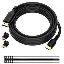 4K Displayport To Hdmi Cable 50 Feet, 24Awg Bare Copper Wires, Dp To Hdmi Male T - £69.24 GBP