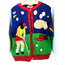 Cotton Salsa Sweaters Golf Theme RARE Novelty Hand Made In Peru Vintage ... - £76.75 GBP