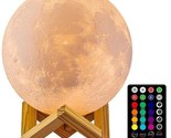 Moon Lamp LOGROTATE 16 Colors LED Night Light 3D Printing Moon w/ Stand ... - $23.75