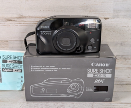 Canon Sure Shot Zoom-S AF Autofocus Black 35mm Film Camera w Box+Manual - £29.33 GBP