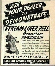 1948 Print Ad Stream-Liner Fishing Reels Lake-Line Anglers Chicago,IL - £6.04 GBP