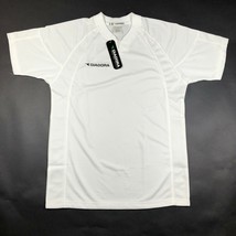 NEW Diadora T Shirt Jersey Youth Boys S White V Neck Waffle Knit Soccer Roma - £10.97 GBP