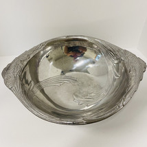 Large Pewter Bowl Decorated With 2 Koi Fish As The Handles Silver Color - $49.50