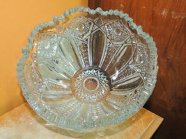 EAPG Bowl 8.25&quot; hobstar panels &amp; buttons clear crystal heavy - $17.09