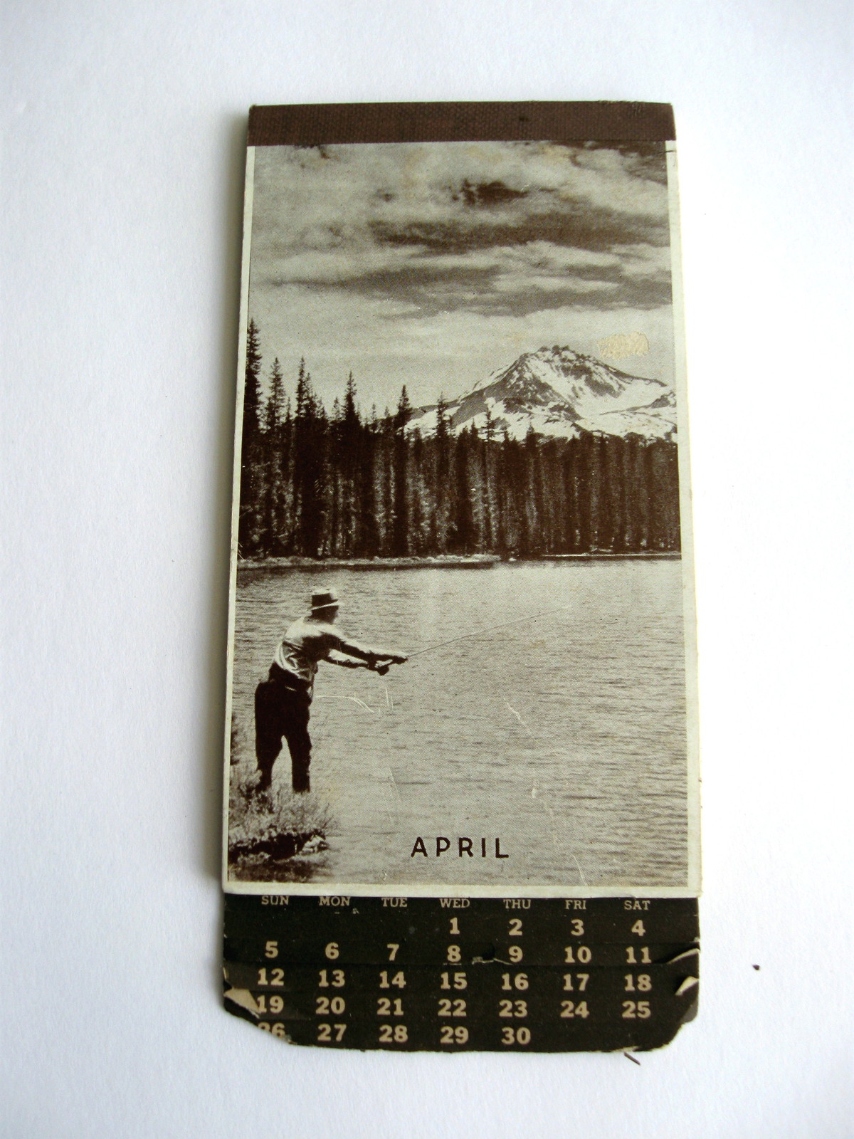 Primary image for April 1942 Mem-O-Dex Calendar/Memo Pad/Appointment Book/Planner - Fisherman