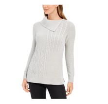 Charter Club Womens XL Gray Patchwork Stitch Asymmetrical Collar Sweater NWTAL82 - £21.92 GBP