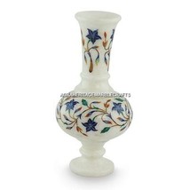 White Marble Flower Vase Multi Inlay Design Marquetry Decorative Showpiece H4473 - £292.47 GBP+