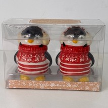 Whimsical Cupboard Penguin Salt &amp; Pepper Shakers Christmas Holiday Decor... - $14.80