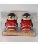 Whimsical Cupboard Penguin Salt &amp; Pepper Shakers Christmas Holiday Decor... - $20.24 CAD
