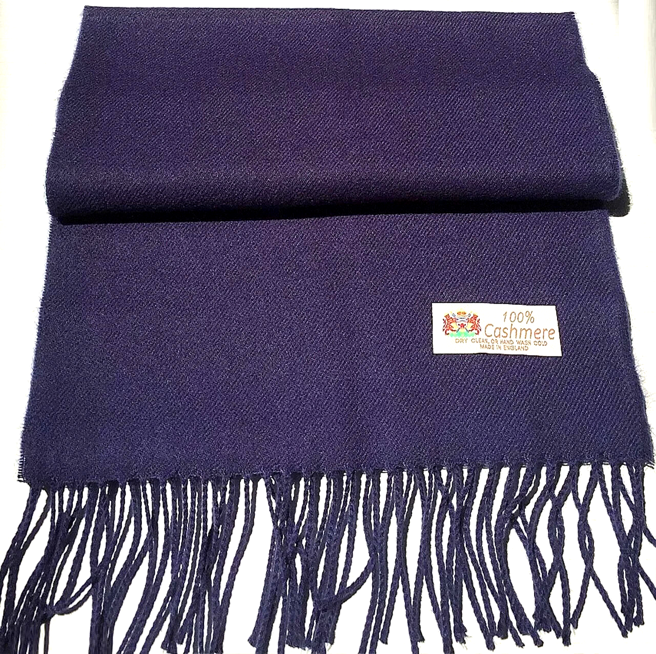 Primary image for Men's Winter Scarf 100% Cashmere Solid Navy Blue Made in England Warm Wool Wrap