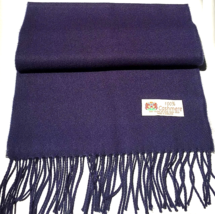 Men&#39;s Winter Scarf 100% Cashmere Solid Navy Blue Made in England Warm Wo... - £7.52 GBP