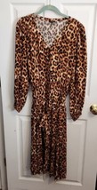 Talbots Leopard Animal Print Viscose Long Sleeve Midi Dress Womens Size ... - £23.42 GBP