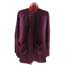 Linda Matthews Burgundy Knit Sweater Cardigan Soft Acrylic 1 Button 5 Sn... - £23.49 GBP