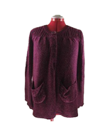 Linda Matthews Burgundy Knit Sweater Cardigan Soft Acrylic 1 Button 5 Sn... - £23.41 GBP