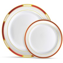 Designer Dinnerware Set | 32 Disposable Plastic Party Plates | Plates With Burga - £45.90 GBP