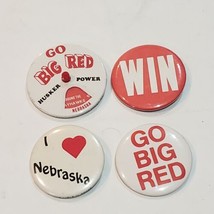 Vintage Nebraska Cornhuskers Go Big Red Button Pins Lot of 4 Huskers - £23.21 GBP