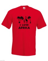Mens T-Shirt Palms, Birds &amp; Giraffes Silhouettes, Quote I Love Africa tShirt - £19.77 GBP